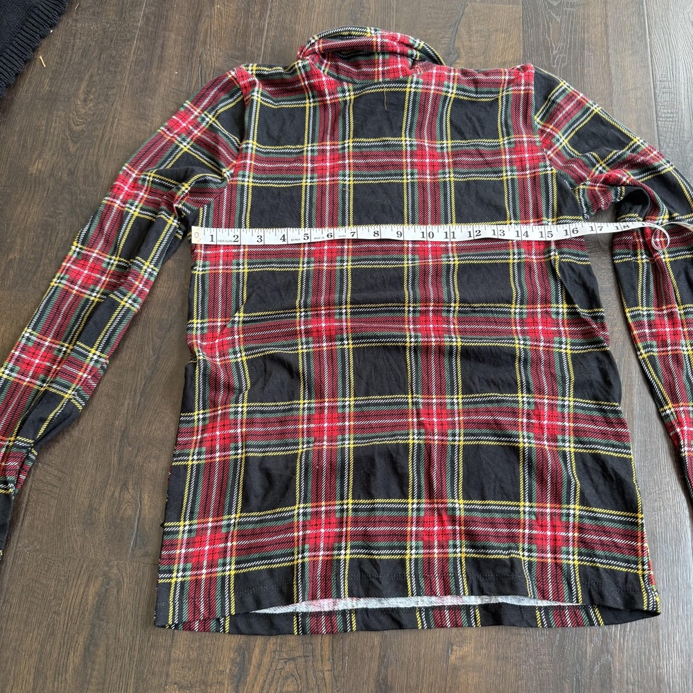 J. Crew Tissue Turtleneck Women's Medium Stewart Plaid Long Sleeve 100% Cotton - Picture 5 of 8